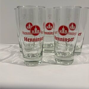 Henninger .2 liter Graphic Beer Glasses Set of 5